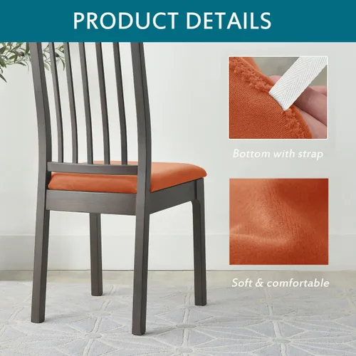 Vista 3 de Fundas de asiento de terciopelo para silla, fundas de asiento suaves y elásticas para comedor y cocina, protector de asiento de silla extraíble