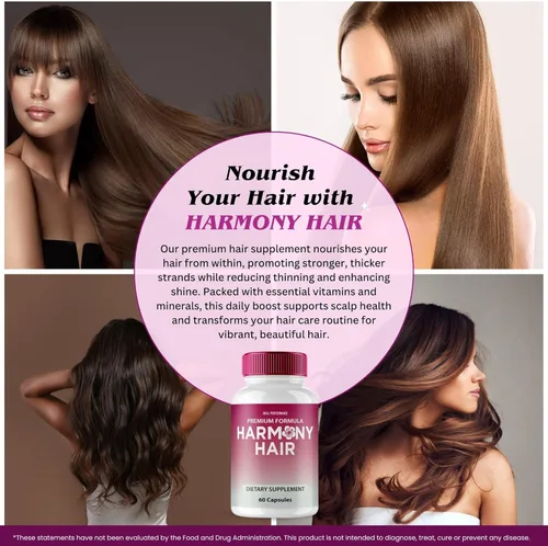 Vista 6 de Harmony - Cápsulas de crecimiento del cabello, pastillas de suplemento Harmony para la salud del cabello, extra fuerza, las cápsulas HarmonyHair