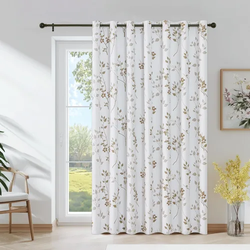Vista 34 de Beauoop Cortinas Florales 100% Opacas de 54 Pulgadas de Largo, 2 Paneles para Dormitorio, Sala de Estar, Azul Gris y Blanco con Patrón de Flores
