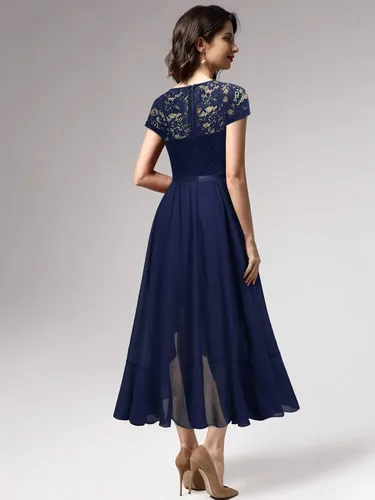 Vista 4 de Miusol vestido de fiesta de cóctel con volantes de encaje floral formal para mujer