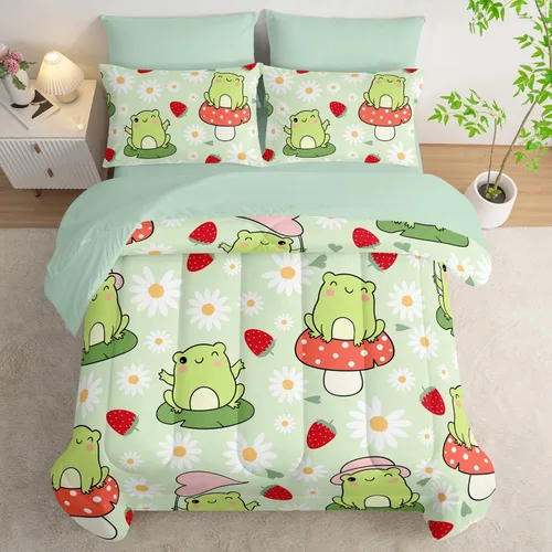 Vista 8 de AILONEN Juego de edredón para niños con temática de astronautas de dibujos animados tamaño individual, lindo juego de ropa de cama con cohetes