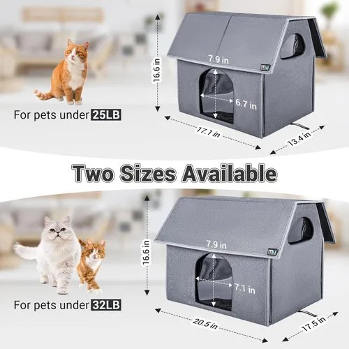 Vista 4 de MIU COLOR Casa para Gatos al Aire Libre, Casa para Gatos Extragrande Resistente a la Intemperie para Gatos de Exterior, Refugio Cálido para Gatos