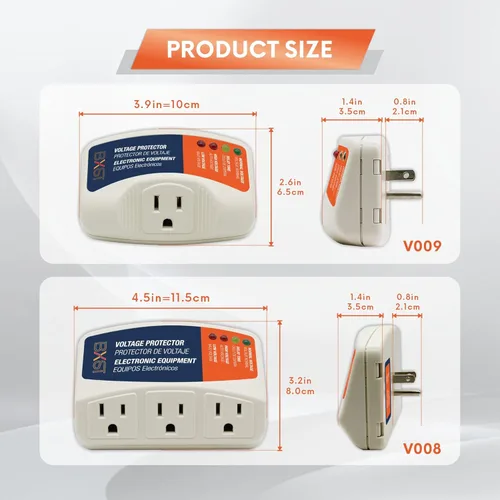 Vista 4 de BXST Protector de voltaje con enchufe para el hogar protege contra sobretensiones de alto y bajo voltaje para refrigerador/TV/PC 120V 1800W