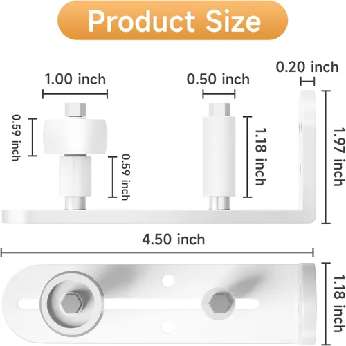 Vista 2 de 2 piezas de guía de suelo para puerta de granero corrediza, hardware de puerta de granero con rodillos ajustables, rodillos para puerta de granero