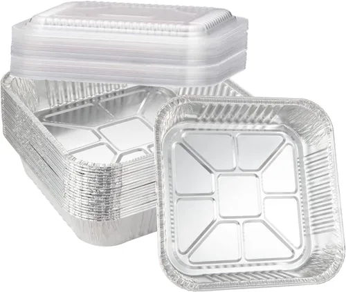 Vista 8 de Waytiffer Paquete de 10 - Moldes de papel de aluminio de 8 x 8 pulgadas desechables de servicio pesado cuadrados para hornear pasteles, moldes