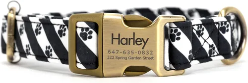 Vista 12 de Collar de perro personalizado con nombre y número de teléfono grabado, collar ajustable personalizado para cachorros, collar de algodón orgánico