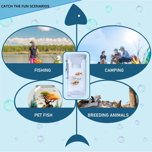Vista 4 de Portable and Plastic Aquarium Minnow&Small Fish Trap for Aquarium Children Fishing Outdoors,Durable Container Bait Trap Suitable for