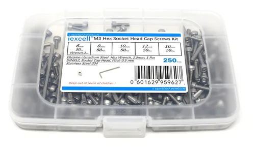 Vista 63 de iexcell Kit de tornillos de cabeza hexagonal de acero inoxidable 304, 100 unidades M2 x 0.157 in, paso de rosca de 0.016 in