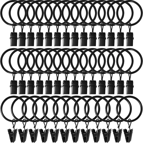 Vista 33 de LLPJS Paquete de 44 ganchos para anillos de cortina, clips para colgar cortinas y lazos, 1 pulgada de diámetro interior, se adapta a barras de hasta