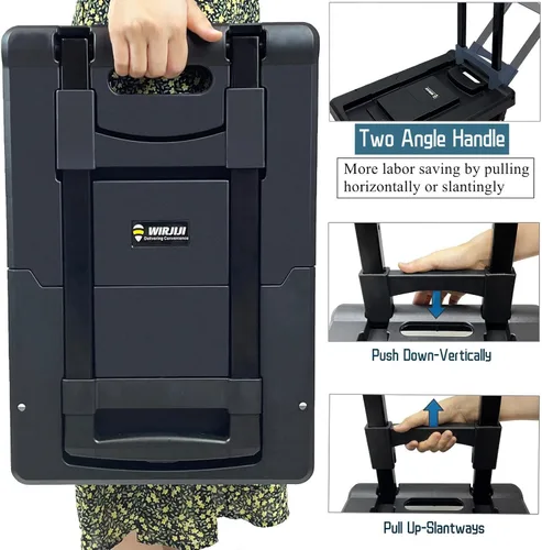 Vista 5 de WIRJIJI Carrito plegable de mano con placa base expandible, carrito de equipaje resistente de 330 libras, 6 ruedas, 23 x 13 pulgadas, carrito