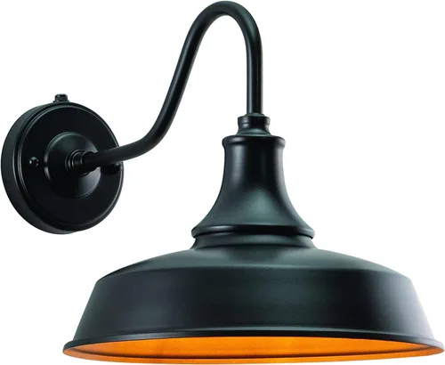 Vista 13 de VAXCEL Dorado - Lámpara de pared de acero para interiores y exteriores, 9 pulgadas de ancho x 9 pulgadas de alto, aplique de pared rústico