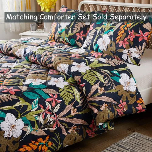 Vista 7 de FADFAY Juego de sábanas florales tamaño California King, color negro y rojo, sábanas suaves de algodón de 600 hilos con estampado de hojas, sábana