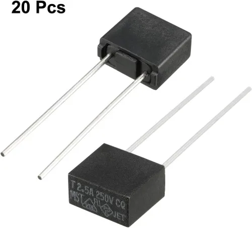 Vista 4 de uxcell 20pcs DIP montado en miniatura cuadrado lento golpe micro fusible T2.5A 2.5A 250V negro