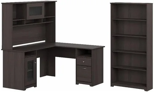Vista 12 de Bush Furniture Cabot - Escritorios para oficina en casa, 60 W, color roble espresso
