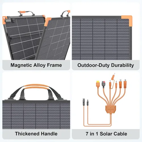 Vista 6 de Panel solar portátil bifacial de 100 vatios para estación de energía, cargador solar plegable de 20 V con impermeabilidad IP68, 23.5% de alta