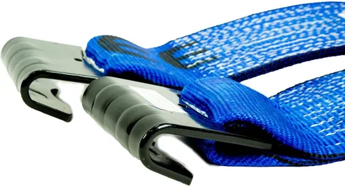 Vista 3 de Mytee Products Correas de amarre de trinquete con ganchos planos, correas de trinquete de 4 pulgadas x 30 pies color azul 16,200 libras