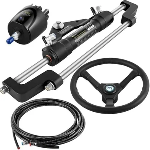 Vista 12 de VEVOR Hydraulic Outboard Steering Kit, 90/150/300HP Helm Pump Marine Boat Hydraulic Steering System, 13.5 inch Steering Wheel with 10–26 ft