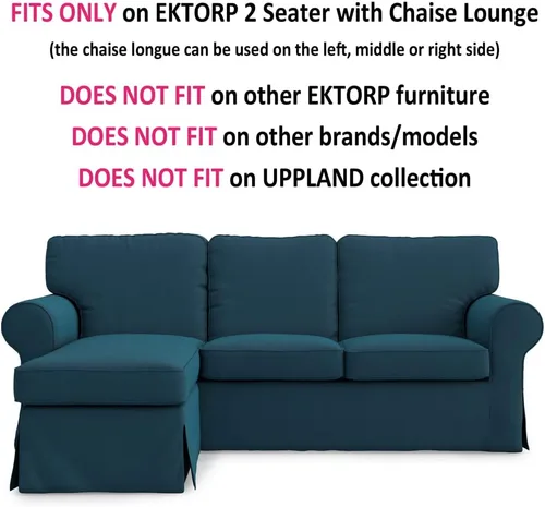 Vista 3 de MASTERS OF COVERS Ektorp - Sofá biplaza (2 asientos) con funda de tumbona de repuesto personalizada para IKEA Ektorp Modular 3 asientos sofá funda