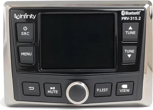 Vista 2 de Infinity Marine Gauge Style AM/FM Bluetooth AUX/USB Receptor estéreo, dos pares (4) altavoces blancos de barco de 6.5 pulgadas y 225 vatios de 2