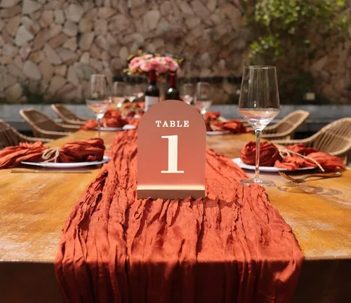 Vista 5 de Números de mesa de boda del 1 al 10, letreros de arco acrílico con soportes de madera natural, decoración de mesa rústica para recepción y fiestas