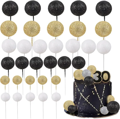Vista 26 de 30 piezas de bolas de purpurina para tarta, mini globos, decoración de tarta, bolas de espuma, decoración de tarta de bricolaje, bolas de pastel
