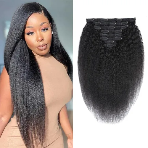 Vista 20 de Extensiones de cabello ondulado con clip, rizado natural, 100% cabello humano brasileño sin procesar, para mujeres negras (12 pulgadas)
