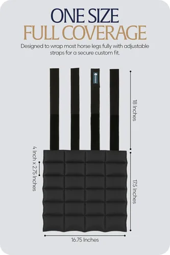 Vista 3 de Equinavia Cool Relief Therapy - Par de botas de hielo para caballos, paquete de gel con correas ajustables, 16.5 x 15.5 pulgadas, con bolsa de Negro