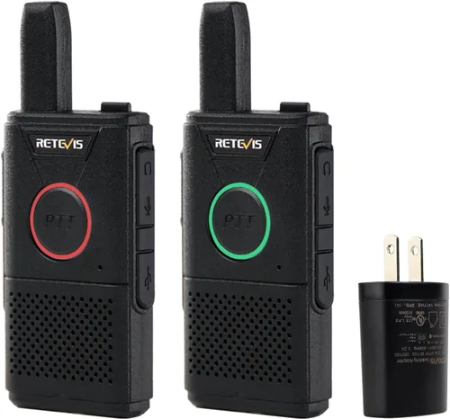 Retevis Walkie Talkies recargables RT18, radios portátiles FRS bidireccionales, PTT dual, VOX, clip de metal, pequeño mini walkie-talkie para