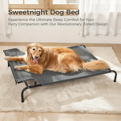 Vista 4 de Sweetnight Cama elevada para perros con reposacabezas para perros grandes Cuna elevada impermeable para exteriores - Cama para perro con marco