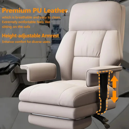 Vista 4 de Office Chair with Leg Rest, Executive Leather High Back Chair with Wheels, Ergonomic Lumbar Support Desk Chairs for Home Office
