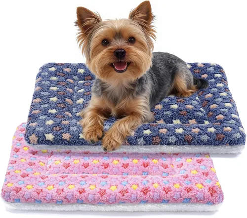 Vista 27 de Mora Pets Cama para gatos, almohadilla para jaula para perros, cama ultrasuave para mascotas con bonito estampado de estrellas, tapete lavable