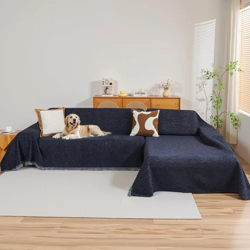 Vista 13 de MYSKY HOME Funda para sofá seccional, 2 piezas de fundas de sofá de felpilla para sofá en L, protector de muebles para mascotas, niños, funda