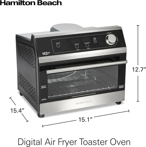 Vista 7 de Hamilton Beach Combo de horno tostador con freidora de aire digital, 10 formas de cocinar, 4 funciones preestablecidas, permanece encendido y 1800