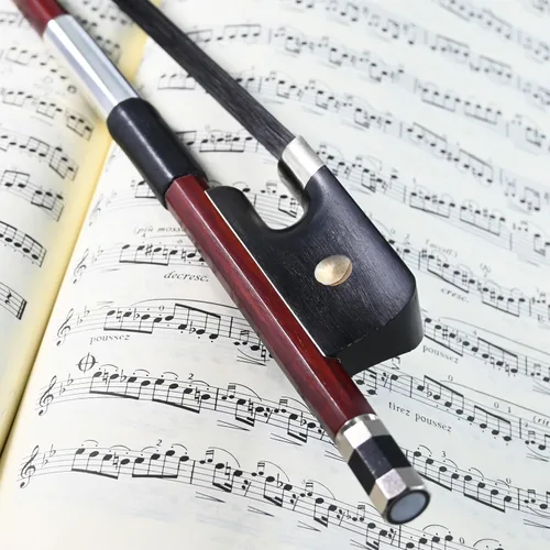 Vista 6 de Brazilwood Arco de contrabajo estilo francés tamaño 1/2 bien hecho a mano, sonido profundo y potente