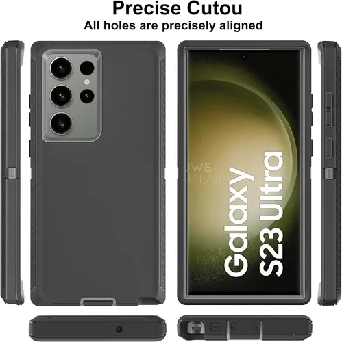 Vista 5 de Funda para Samsung Galaxy S23 Ultra, S23 Ultra con protector de pantalla de TPU flexible autorreparable [2 unidades], funda resistente 3 en 1