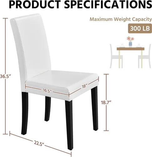 Vista 3 de Yaheetech Juego de 2 Sillas de Comedor Modernas de Cuero Sintético para Comedor con Patas de Madera de Goma y Asiento Acolchado para Cocina/Sala
