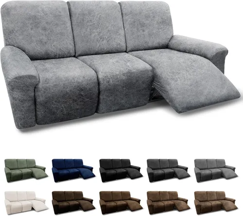 Vista 66 de Fundas para Sillón de 2 Piezas con Cojín en T, Fundas de Aspecto de Cuero para Sofá, Fundas para Sillas, Protector de Muebles Elástico, Funda