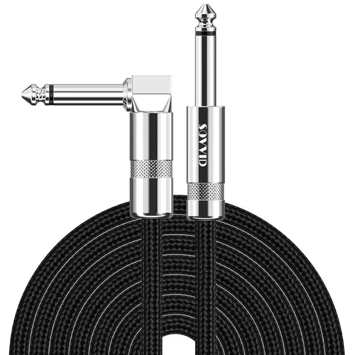 Vista 16 de Cable de Guitarra de 6 Pies Cable de Instrumento para Guitarra Eléctrica y Bajo, Teclado - Cable AMP de Ángulo Recto de 1/4 Pulgada, Negro