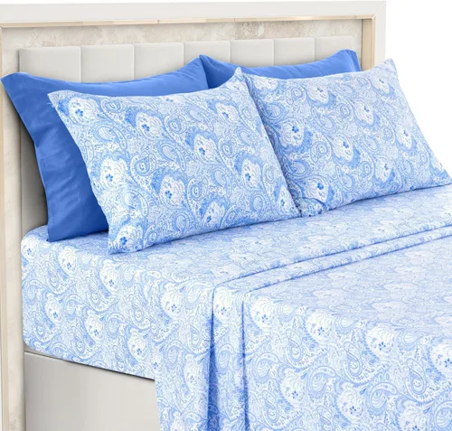 Vista 15 de LDC LUX Décor Colección - Juego de sábanas para cama de tamaño individual con estampado de cachemira – 4 piezas de sábanas de microfibra ultra