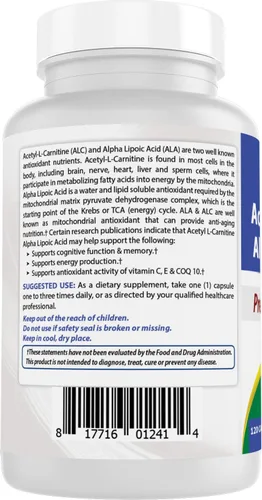 Vista 7 de Best Naturals Acetil L-carnitina y ácido alfa lipoico 750 mg 120 cápsulas