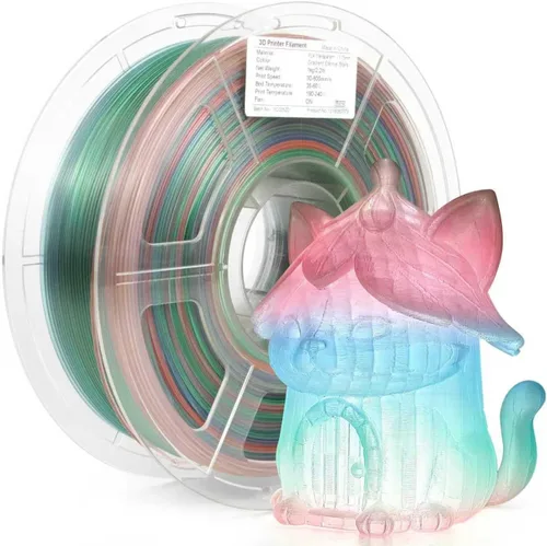 Vista 38 de iSANMATE - Filamento para impresora 3D, filamento PLA de 1.75mm, filamento gradiente azul púrpura, filamento con cambio de color arcoíris, filamento