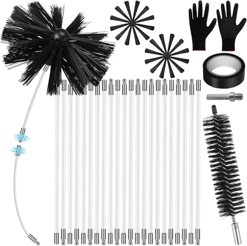 Vista 9 de Kit de 2 cepillos para chimenea con varillas flexibles, 20 pies