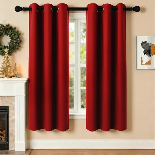 Vista 89 de Cortinas de oscurecimiento de habitación de 45 pulgadas de largo para dormitorio y sala de estar, cortinas térmicas aislantes con ojales