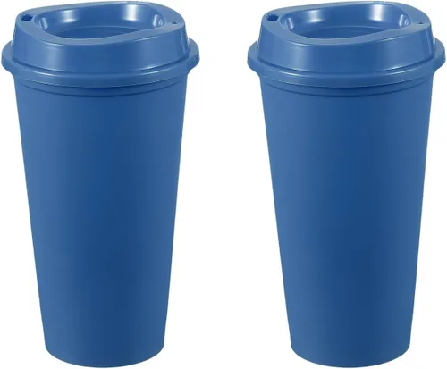 Vista 17 de uxcell 2 tazas reutilizables para café, 16 onzas, café de viaje, color azul Azul claro