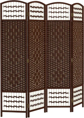 Vista 21 de HOMCOM Divisor de habitación de 4 paneles, pantalla de privacidad plegable, separador de habitación de 5.6 pies, divisor de pared de división Natural