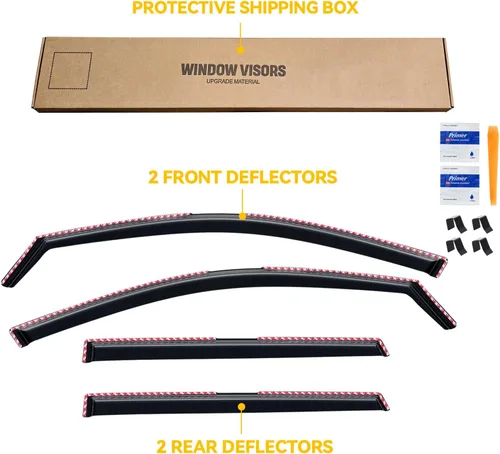 Vista 204 de Visera de ventana para Jeep Cherokee 1984-2001 (Excluye Modelo Limited), Protectores Guards Shields de lluvia de canal exterior, Deflector