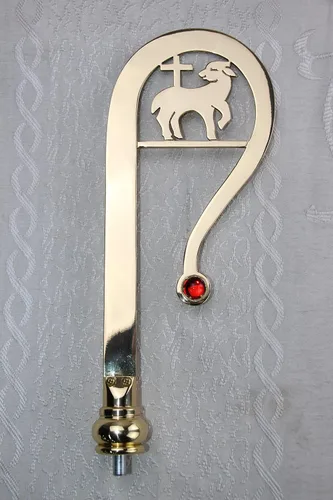 Vista 3 de Haolin Arts Crafts 73.22 "H Crosier Brass G-29. Nuestra compañía tiene 48 tipos de crozier para su elección.