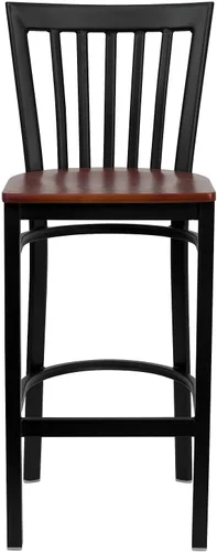 Vista 30 de Flash Furniture HERCULES Series Black School House Back Metal Restaurant Barstool - Asiento de vinilo negro