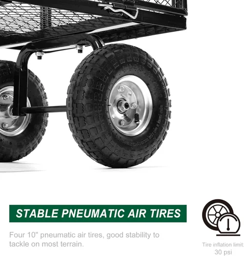 Vista 4 de Glitzhome Carrito de jardín de acero de malla resistente con lados extraíbles, 42.5 pulgadas de largo, negro