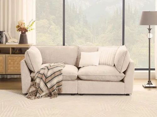 Vista 9 de Iroomy Sofá modular seccional, sofá de nube de gran tamaño - otomano - Beige Premium Chenille, Without Compress, Oversized, Cloud Comfort, Thick